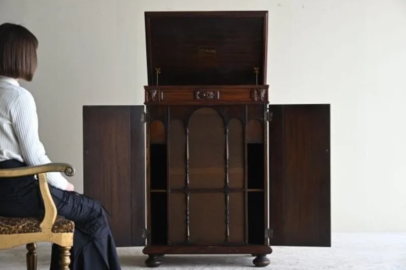 Victor Victrola Credenza 蓄音機 最初期型 マホガニー フロアキャビネット 1920s